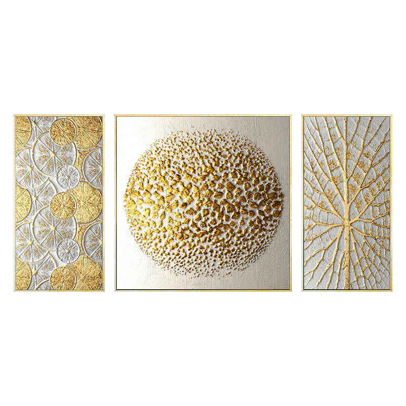 Set Of Luxury Abstract Golden Canvas Wall Art