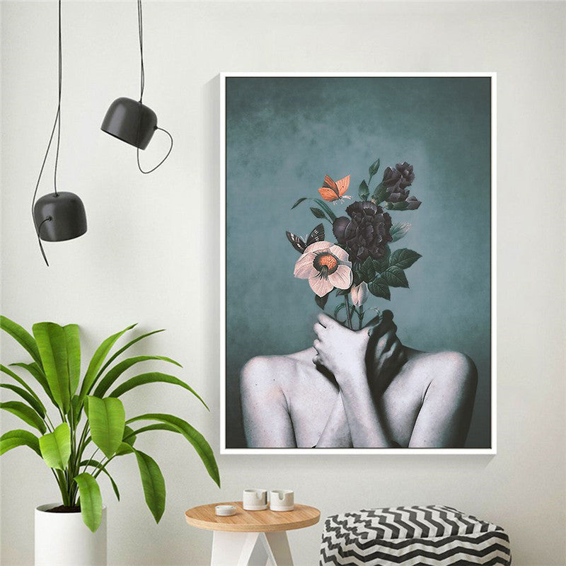 Abstract Floral Canvas Poster for Modern Living Room - Elevè Decor