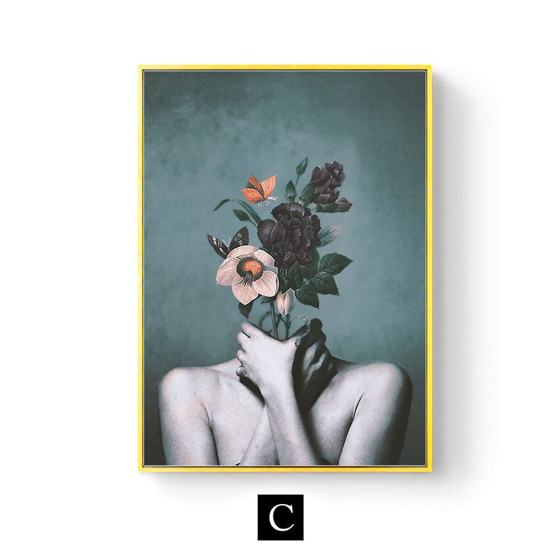 Abstract Floral Canvas Poster for Modern Living Room - Elevè Decor